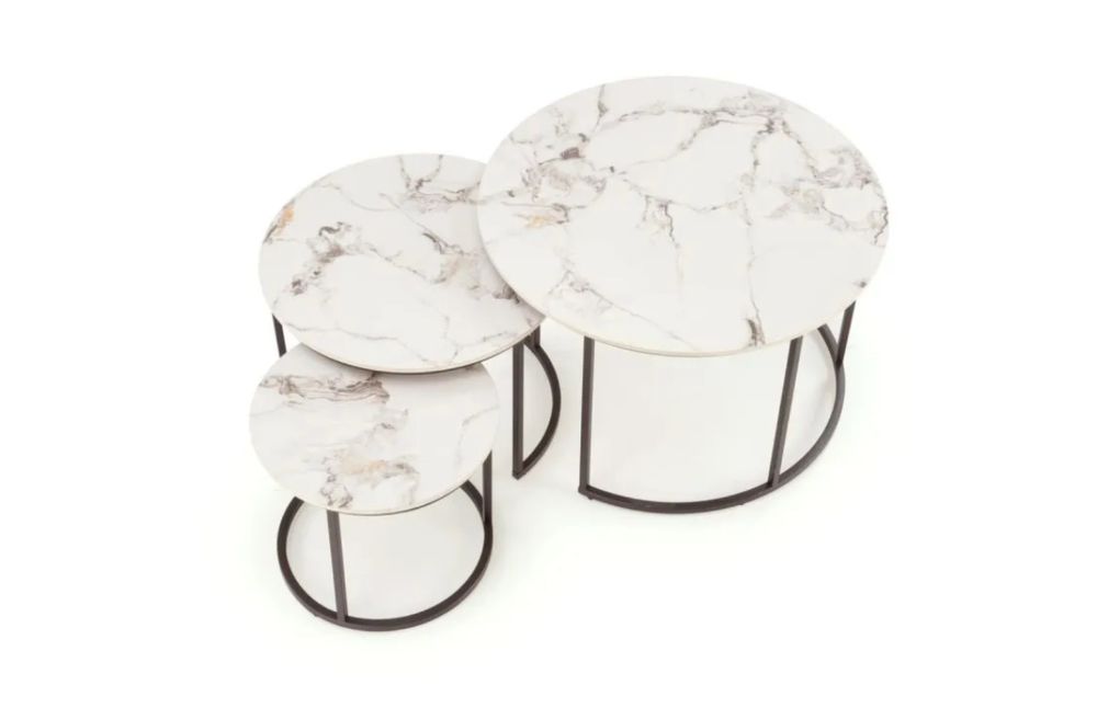 NOWE stoliki okragle ze SPIEKU zestaw marmurowe
