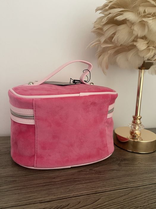 Kosmetyczka kuferek Juicy Couture różowa diamenciki welur