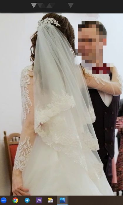 Фата двошарова з мереживом