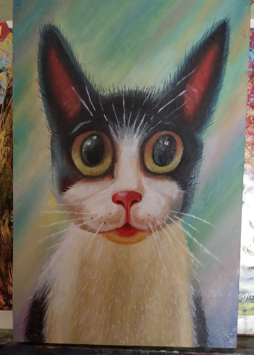 картина маслом ДВП розмір  30*35 Домашній любимчик.