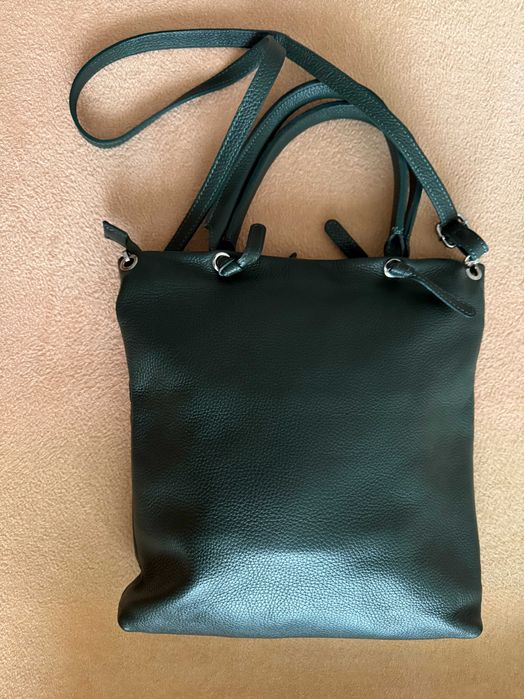 Torebka Venezia skórzana ciemnozielona