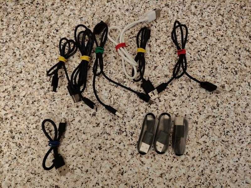 Великий набір usb-кабелів 10 шт: 9 штук type-c + 1 шт micro-usb