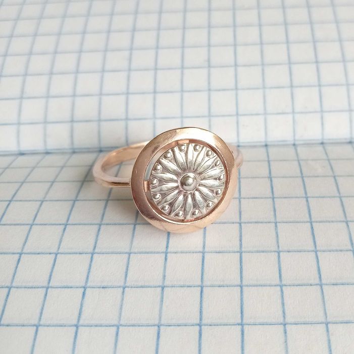 Кольцо перстень "Сонечко" Срібло 925. Позолота. Розмір 20. Вінтаж
