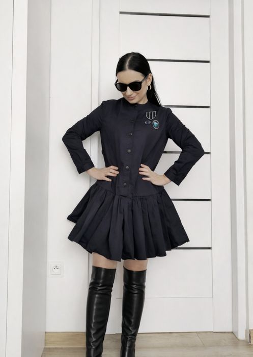 Christian Dior granatowa sukienka mini IT 42 EU 38 hafty Made in Italy