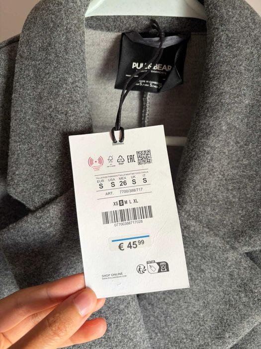 sobretudo pull&bear casaco comprido mulher cinzento S
