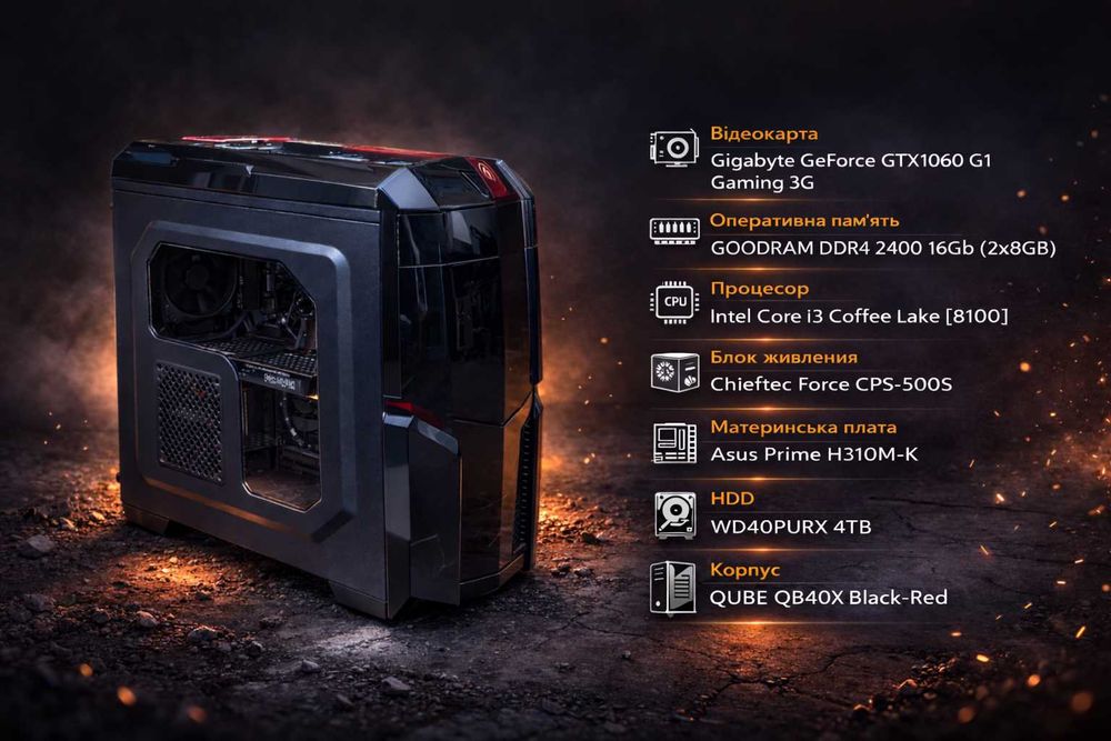 Комп’ютер i3-8100 / 16GB RAM / GTX 1060 3GB / 4TB HDD