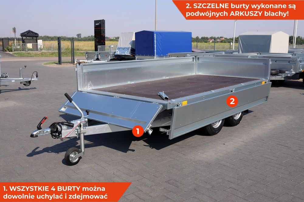 Przyczepa 320 x 168 x 40 Neptun Nordica N16-320 2 kps GN236 Nowa hamowana przyczepa samochodowa ciężarowa Koła pod spodem platforma pod jacuzzi balie