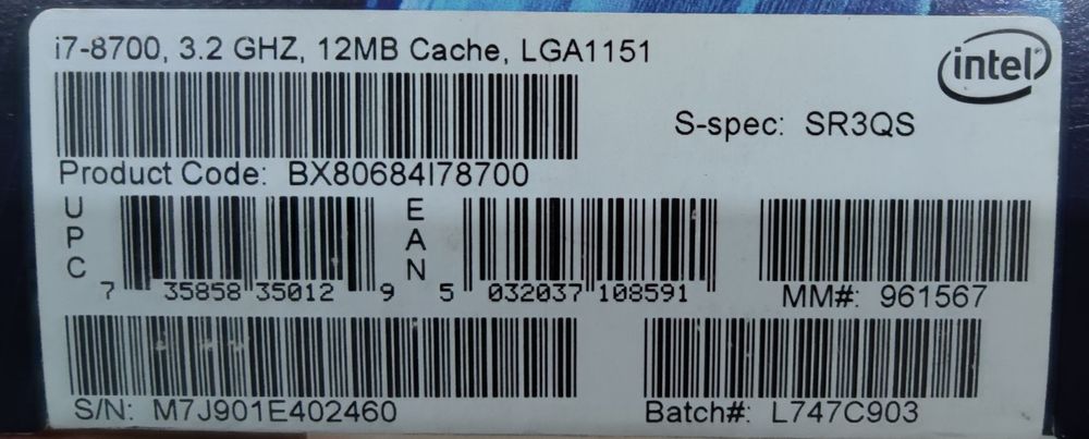 Ventoinha Intel i7-8700