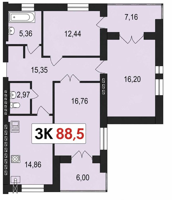 Велика 3 кім.квартира в ЖК Краківський