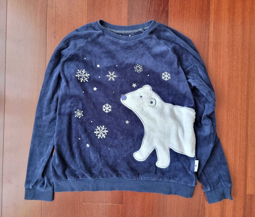 Pijama azul escuro com urso polar Primark, tamanho S