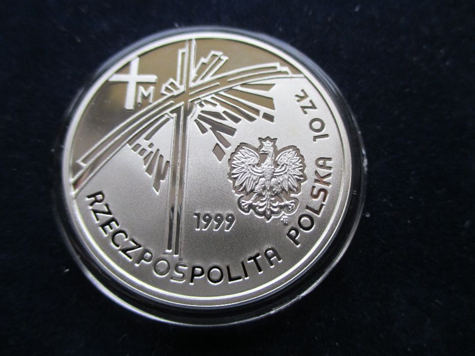 Srebrna moneta 10 zł z 1999 r. J.P.II Pielgrzym. Oryginał !!!