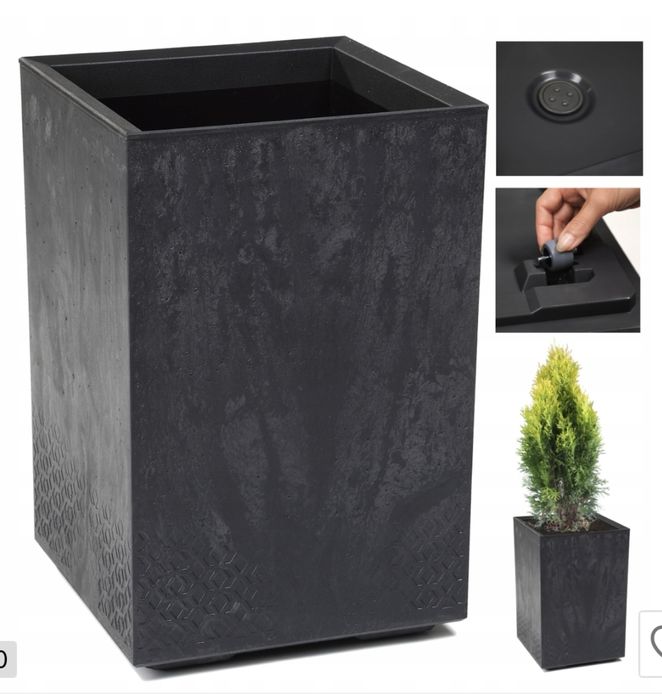 Donica na kulkach, czarny beton, wysoka