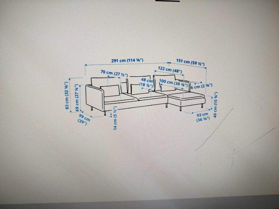 Sofá com Chaise Longue Cinzento