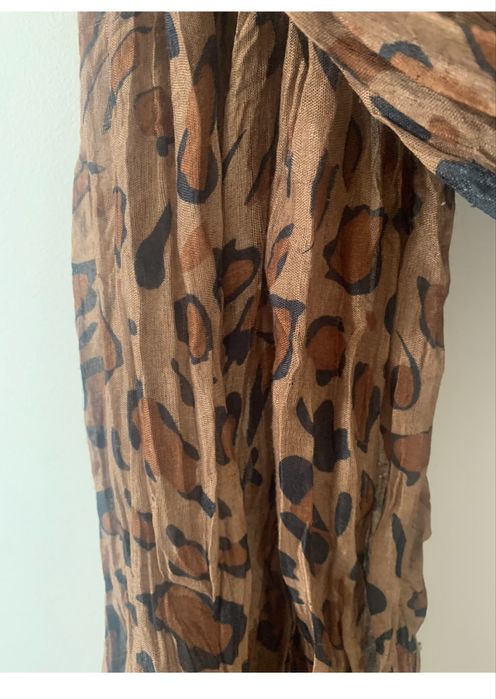 Szal chusta w panterkę brązowy beżowy