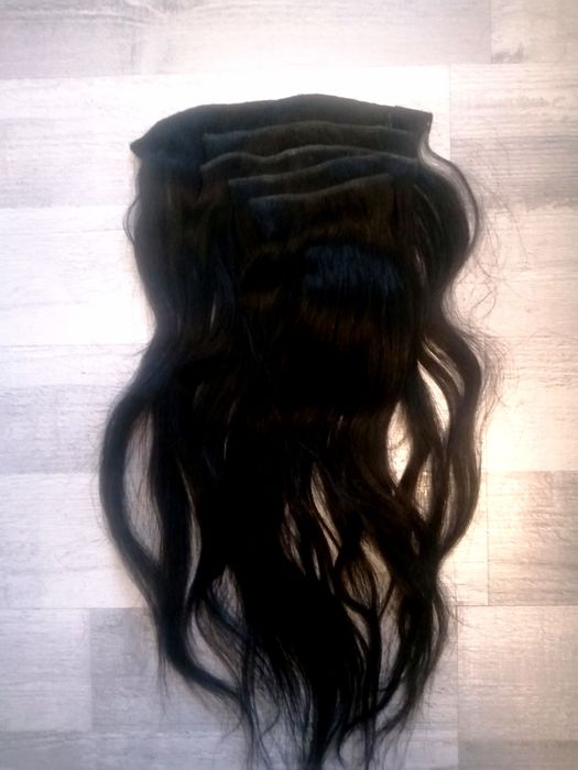 Włosy naturalne doczepiane czarne clip in 5 taśm 40 cm doczepiane.pl