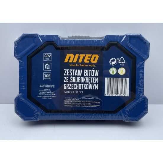 ZESTAW Bitów Końcówek z Wkrętakiem GRZECHOTKOWYM 105 el. NITEO TOOLS