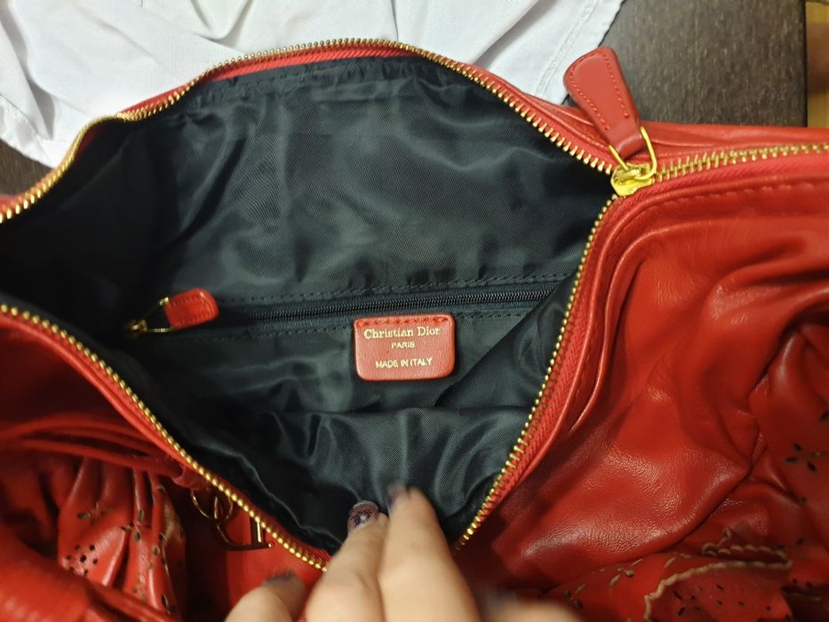 Torba Dior Gypsy Ruffles torebka czerwona skóra naturalna skórzana