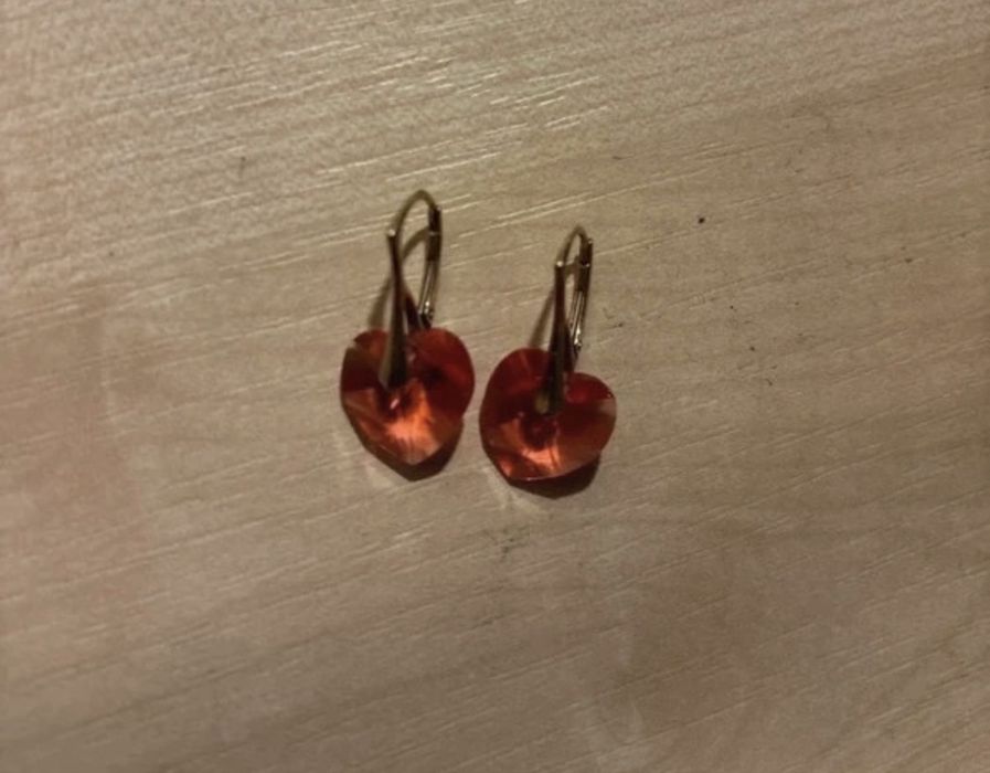 Kolczyki pozłacane srebro 925 z kryształami Swarovski Serca 10mm Topaz