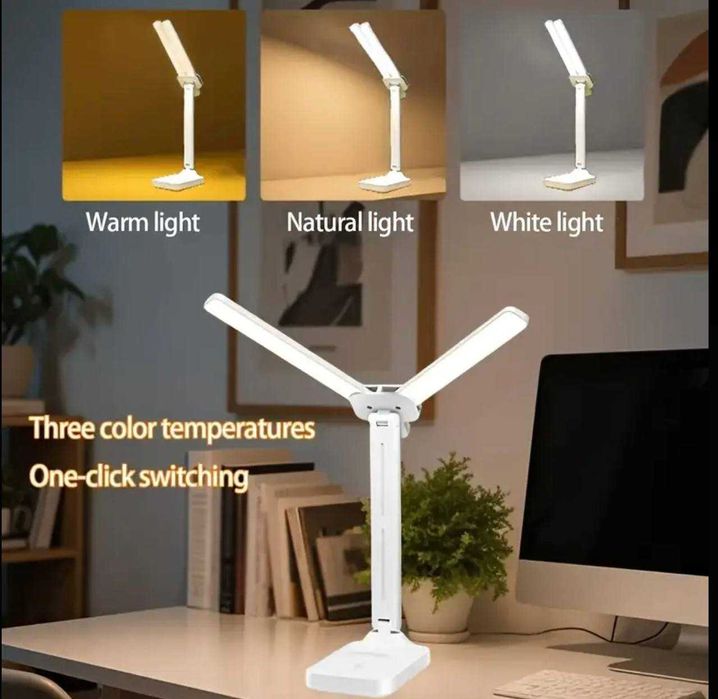 Настільна лампа з акумулятором  двома лампами LED лампа Eye protection