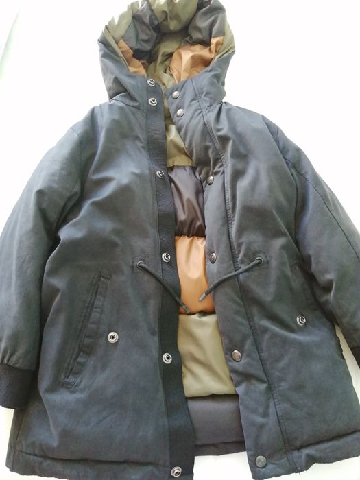 Casaco Parka Zara cinza escuro 9 Anos reversível