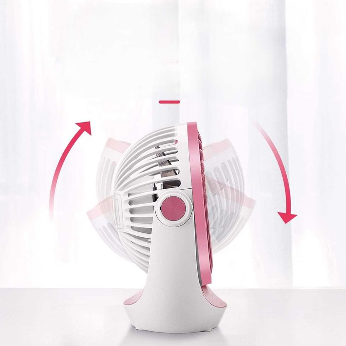 Wentylator biurkowy USB 360°, 3 prędkości, cichy, przenośny, różowy