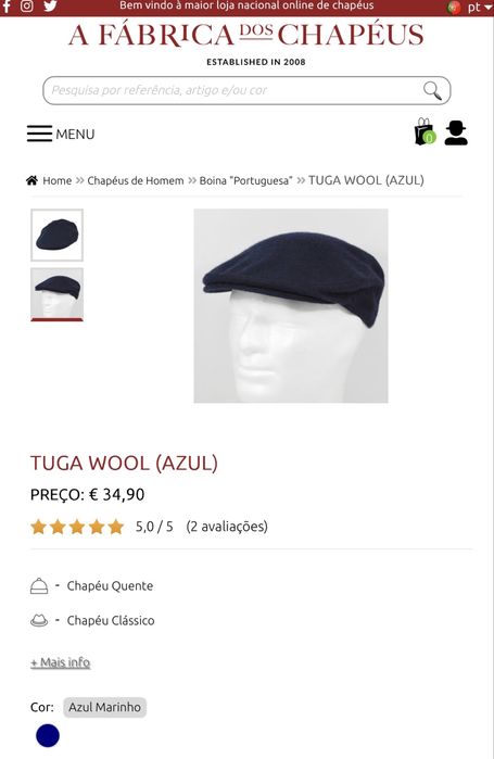 Boina Portuguesa TUGA WOOL (AZUL)
