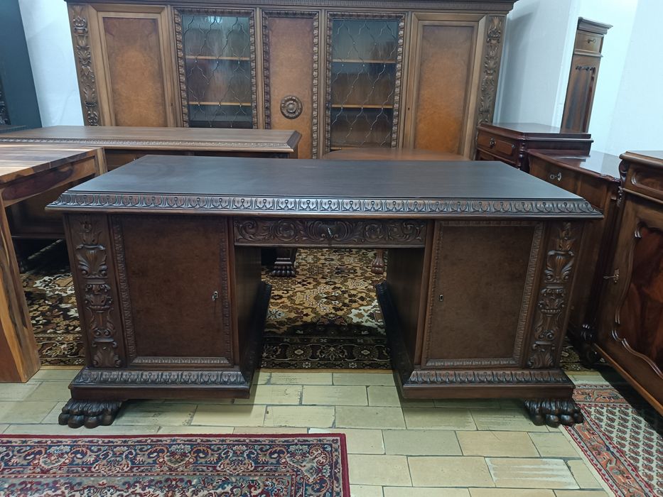 Biurko na lwich łapach antyk dwustronne