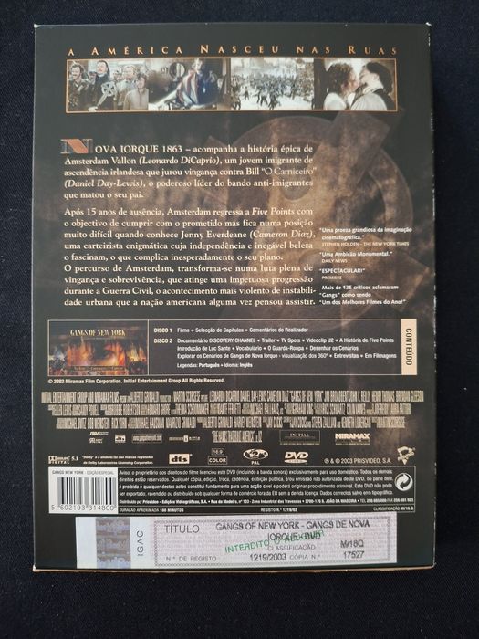 DVD Gangs of New York. Edição Especial de 2 discos digi pack.