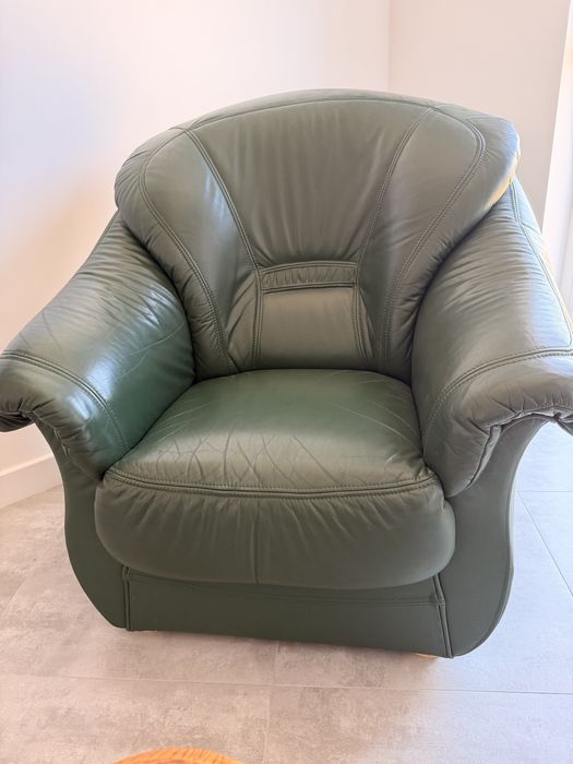 Skorzane meble 2 fotele +kanapa