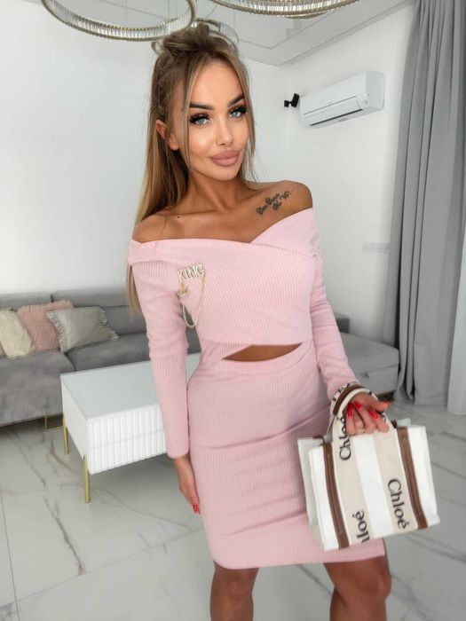 Sukienka Agatha Fashion pudrowy róż