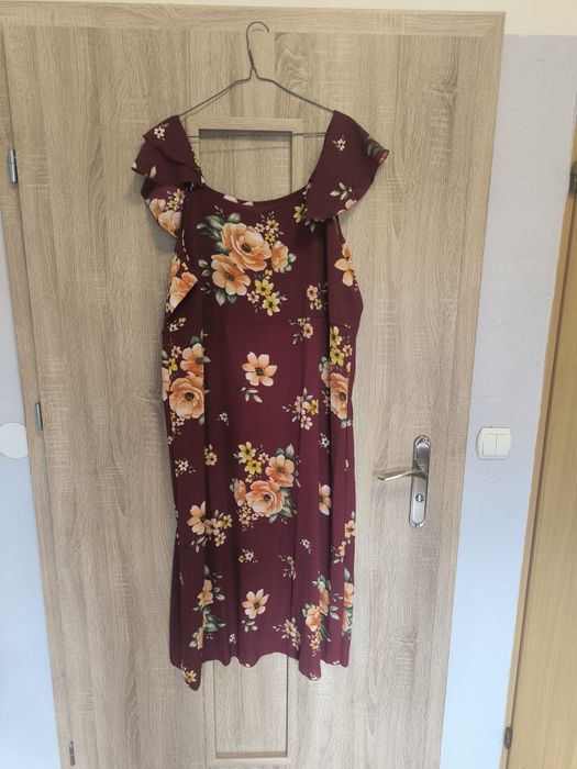 Sukienka letnia damska Boho kwiaty modna pasek rozmiar XXL