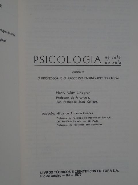 Psicologia na Sala de Aula de Henry Clay Lindgre