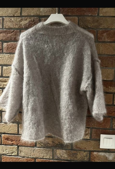 Sweter sweterek ponczo narzutka kid moher rękaw 7/8