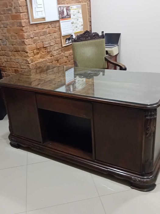 Biurko antyk orzechowe dwustronne rozkładane