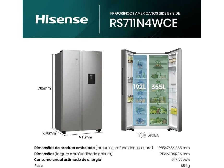 Frigorífico Americano Hisense RS711N4WCE Novo