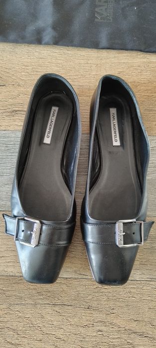 Buty baleriny skórzane damskie Karl Lagerfeld Konnie rozmiar 39 czarne