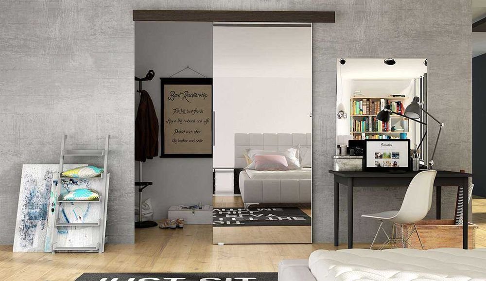 Drzwi przesuwne naścienne MARTI 2 LUSTRO 76 cm