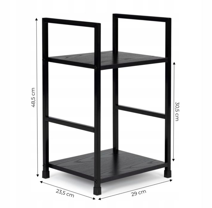 Regał dwupoziomowy półka szafka nocna nowa stabilna czarna