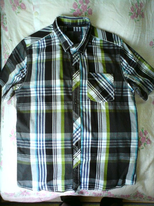 Koszula męska Cropp, casual, krata, pasy, krótki rękaw, rozmiar M, BDB