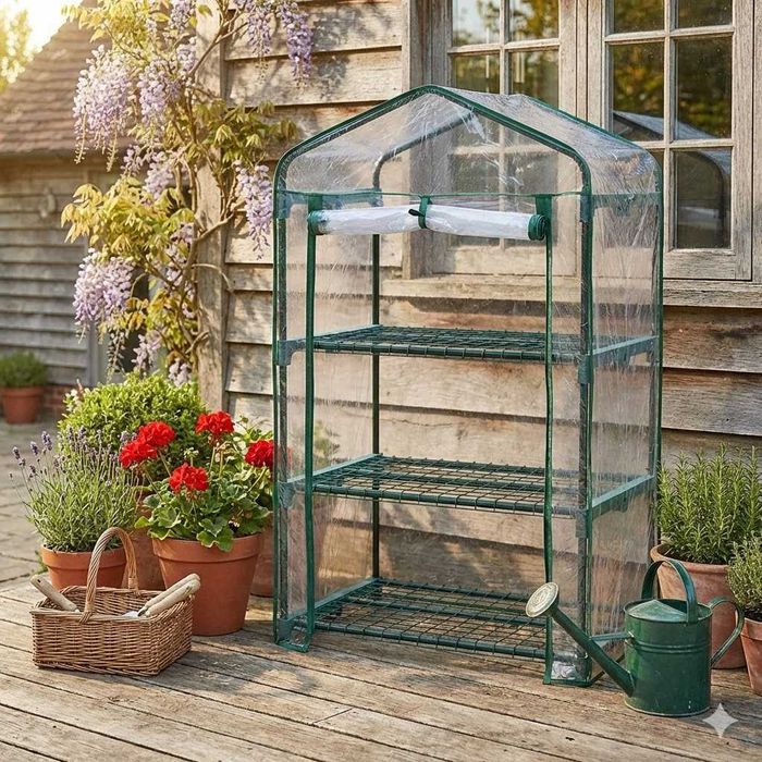 Міні-теплиця стелаж (3, 4, 8 полиць) Парник-теплиця! зелена,біла