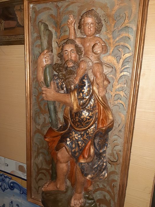 São Cristóvão em madeira Arte Sacra