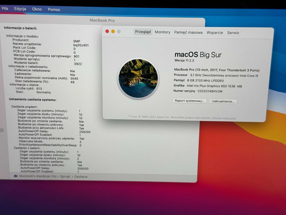 MacBook Pro 13 2017 Touchbar i5 8GB RAM 512GB SSD Super Stan VAT 23%