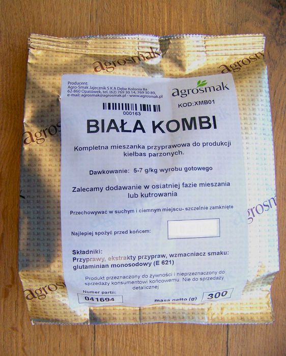 BIAŁA KOMBI mieszanka do wyrobu kiełbasy 30 dkg