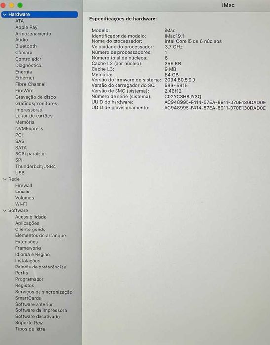 iMac 27" Retina 5K (2019) | 64 GB RAM | Radeon Pro 580X 8GB | Como Novo c/ Caixa Original