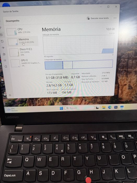 Portátil Lenovo T460s 14” i5 6th 12GB RAM 256GB SSD Dual Battery