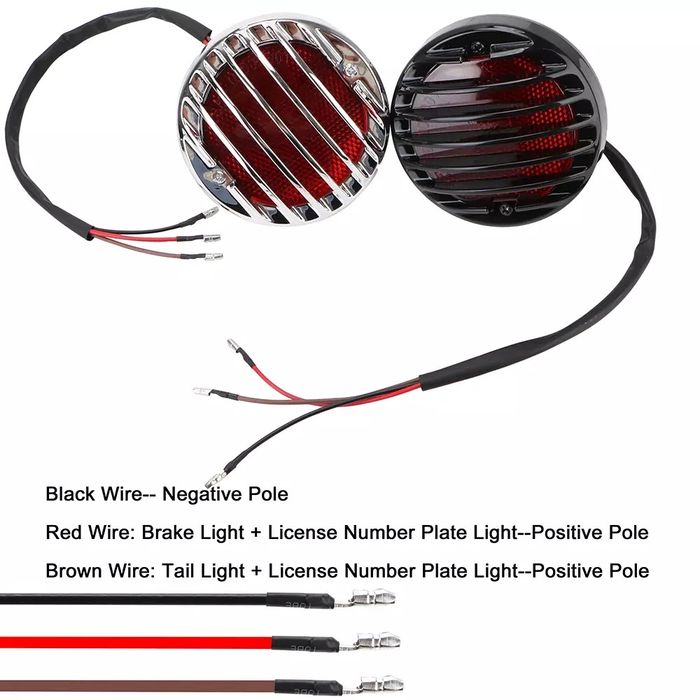 Farolim traseiro LED redondo cromado - Bobber Chopper