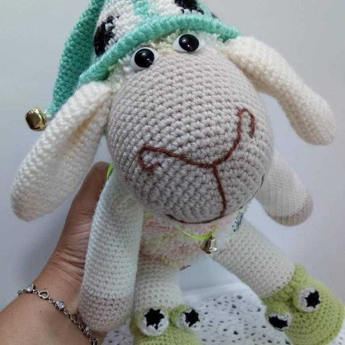 Новая вязаная Мягкая игрушка Prezzzent_ Барашек Слипик Hand Made