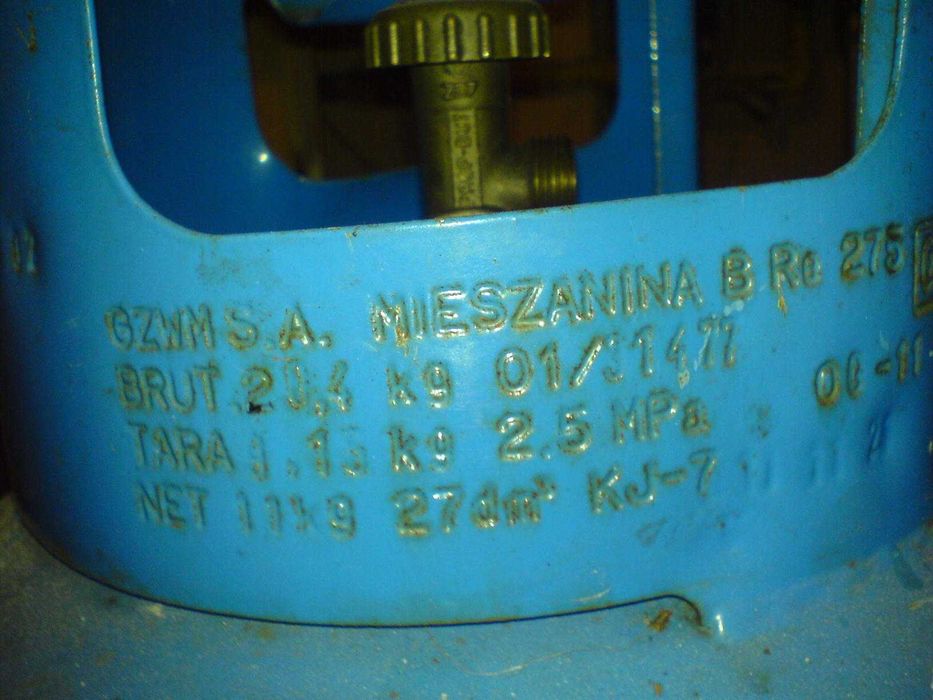 Butla stal propan-butan 27,2 l 25 bar 11 kg wąż reduktor kołnierz