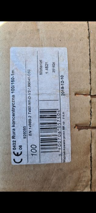 Rury nierdzewne spalinowe, koncentryczne 100x150 mm