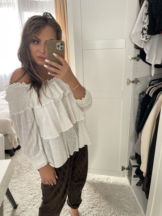 Biała bluzka boho Zara hiszpanka s/36